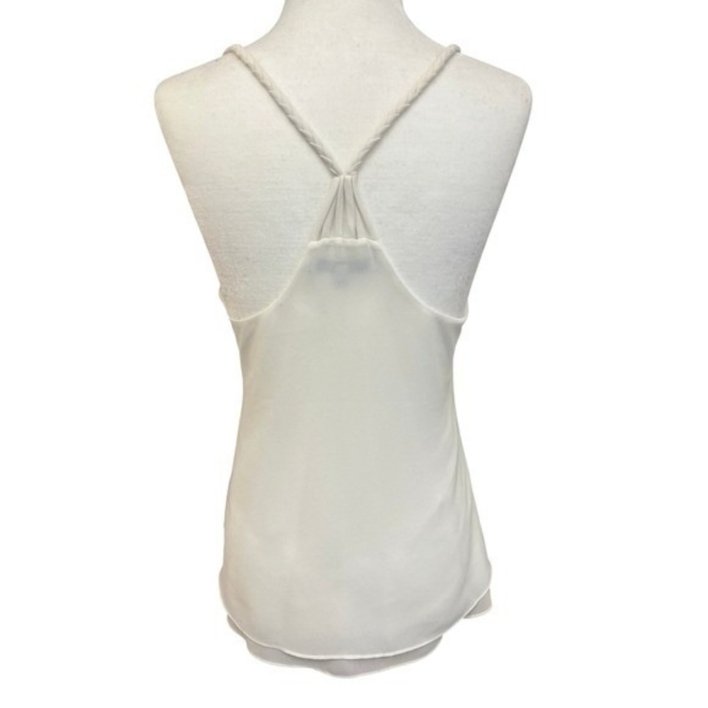 Naked Zebra White Braided T-Back Double Layer Chiffon Camisole Tank Top Small - Picture 4 of 11